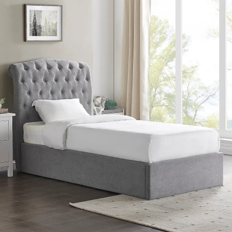 Rosa Fabric Ottoman Storage Bed light grey side