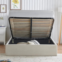 Rosa Fabric Ottoman Storage Bed Natural lift up
