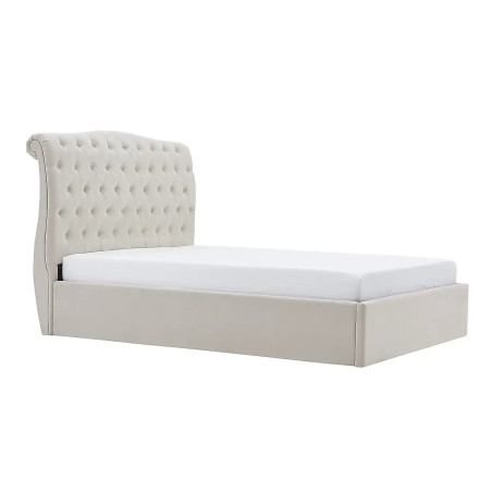Rosa Fabric Ottoman Storage Bed Natural siderail