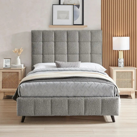 Starla Square Boucle Fabric Bed Frame front