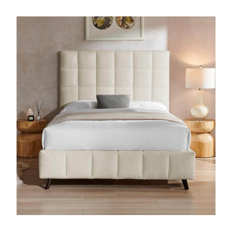 Starla Square Boucle Fabric Bed Frame ivory