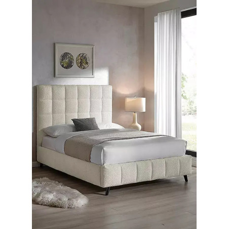 Starla Square Boucle Fabric Bed Frame ivory side