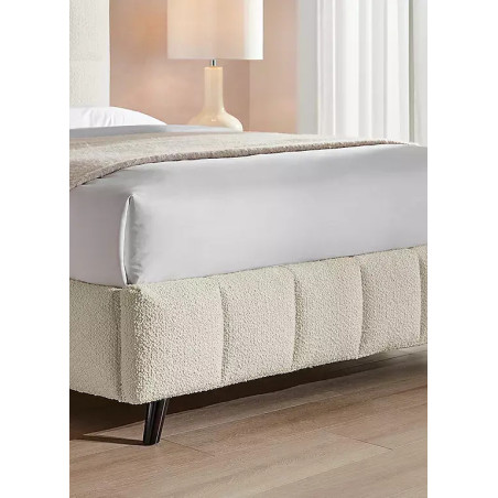 Starla Square Boucle Fabric Bed Frame ivory footboard