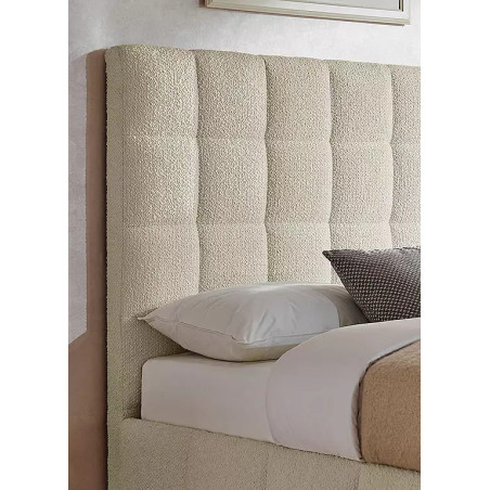 Starla Square Boucle Fabric Bed Frame ivory headboard