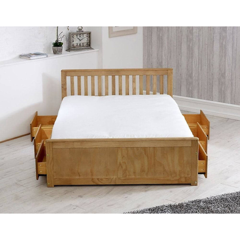 Mission 4FT Pine Bed – Small Double Bed With Storage