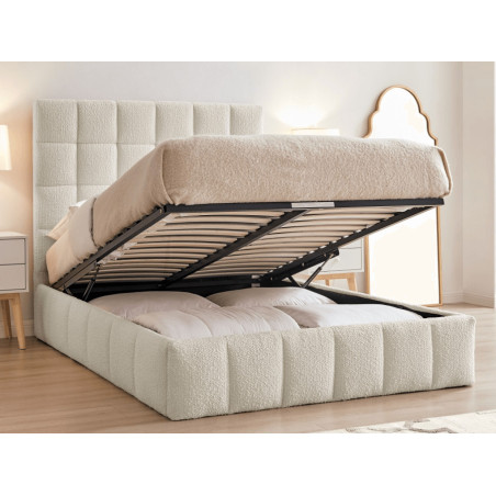 Starla Square Ottoman Storage Bed Frame Boucle Fabric lift up