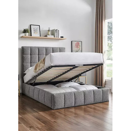 Starla Square Ottoman Storage Bed Frame Boucle Fabric grey