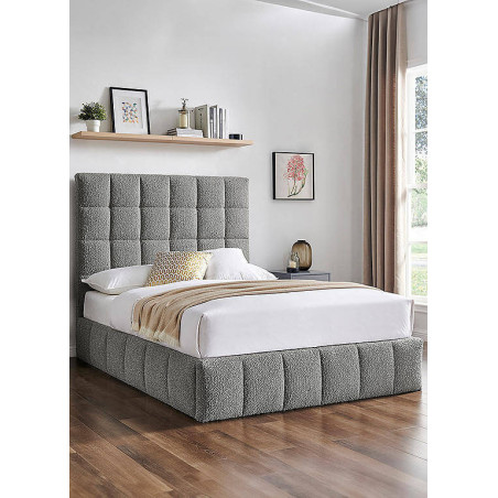 Starla Square Ottoman Storage Bed Frame Boucle Fabric grey closed