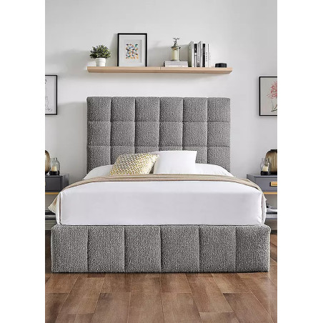 Starla Square Ottoman Storage Bed Frame Boucle Fabric grey front