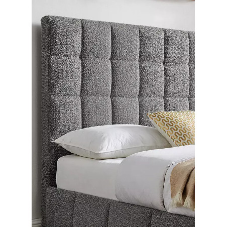 Starla Square Ottoman Storage Bed Frame Boucle Fabric grey headboard