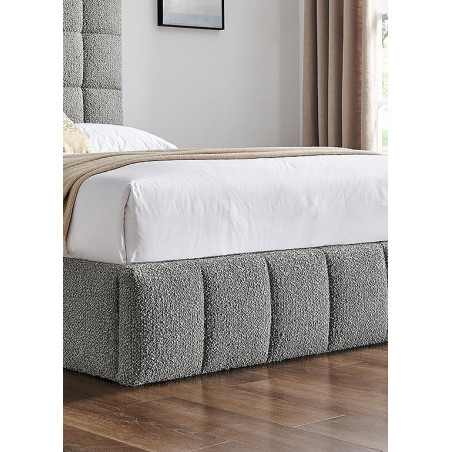Starla Square Ottoman Storage Bed Frame Boucle Fabric grey footboard