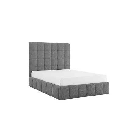 Starla Square Ottoman Storage Bed Frame Boucle Fabric grey side rail