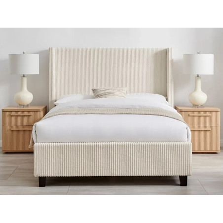 Gemini Cord Fabric Bed Frame ivory front