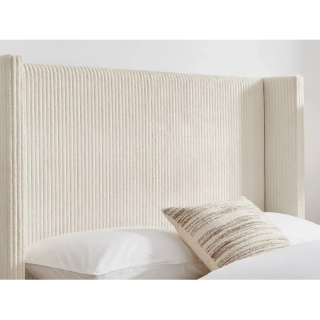 Gemini Cord Fabric Bed Frame ivory headboard