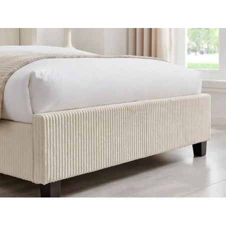 Gemini Cord Fabric Bed Frame ivory footboard