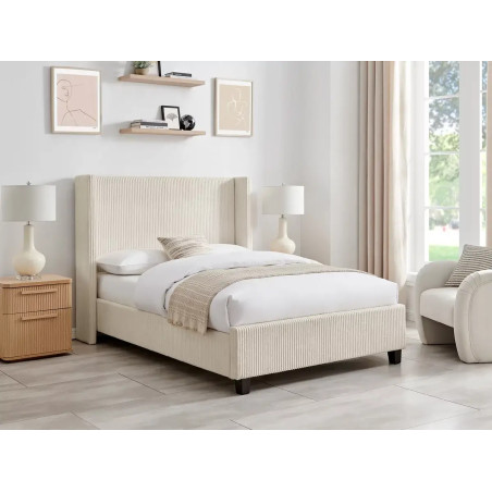 Gemini Cord Fabric Bed Frame ivory side rails