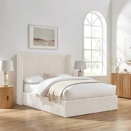 Gemini Cord Fabric Ottoman Bed Frame side