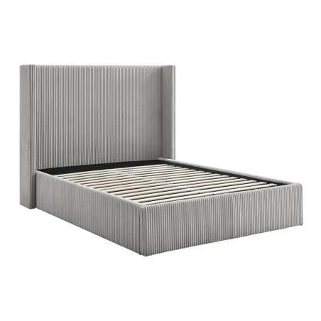 Gemini Cord Fabric Ottoman Bed Frame grey slats