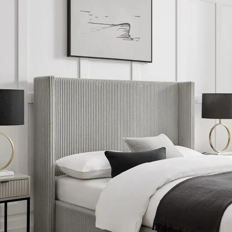 Gemini Cord Fabric Ottoman Bed Frame grey headend