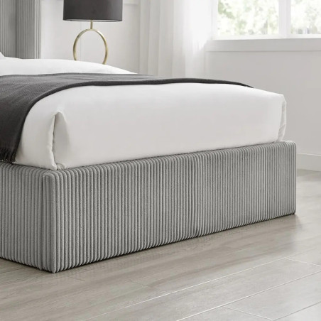 Gemini Cord Fabric Ottoman Bed Frame grey footend
