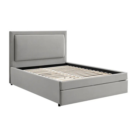 Ursa Drawer Bed Frame Velvet Fabric grey slats