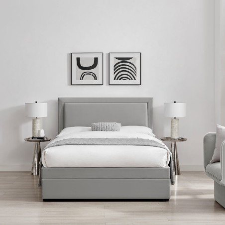 Ursa Drawer Bed Frame Velvet Fabric grey closed