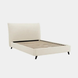 Luna Pillow Boucle Fabric Bed Frame Wood Slatted Base slats