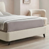 Luna Pillow Boucle Fabric Bed Frame Wood Slatted Base footend