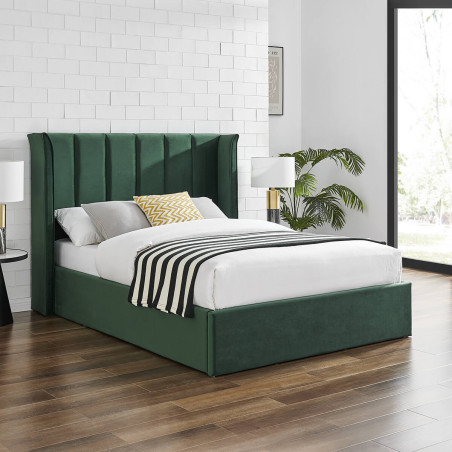 Polaris Luxury Upholstered Fabric Ottoman Storage Bed Frame Green