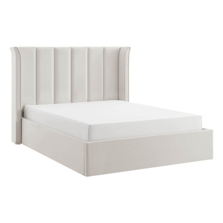 Polaris Luxury Upholstered Fabric Ottoman Storage Bed Frame natural front