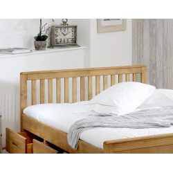 Mission 4ft 6inch Double Waxed Pine Wooden Storage Bed - Home Divine