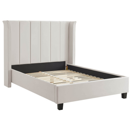 Polaris Recycled Low Carbon Fabric Bed Frame with Slatted Base natural slats