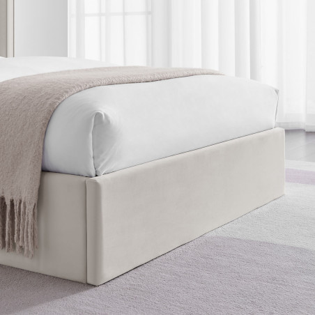 Polaris Luxury Upholstered Fabric Ottoman Storage Bed Frame natural footend