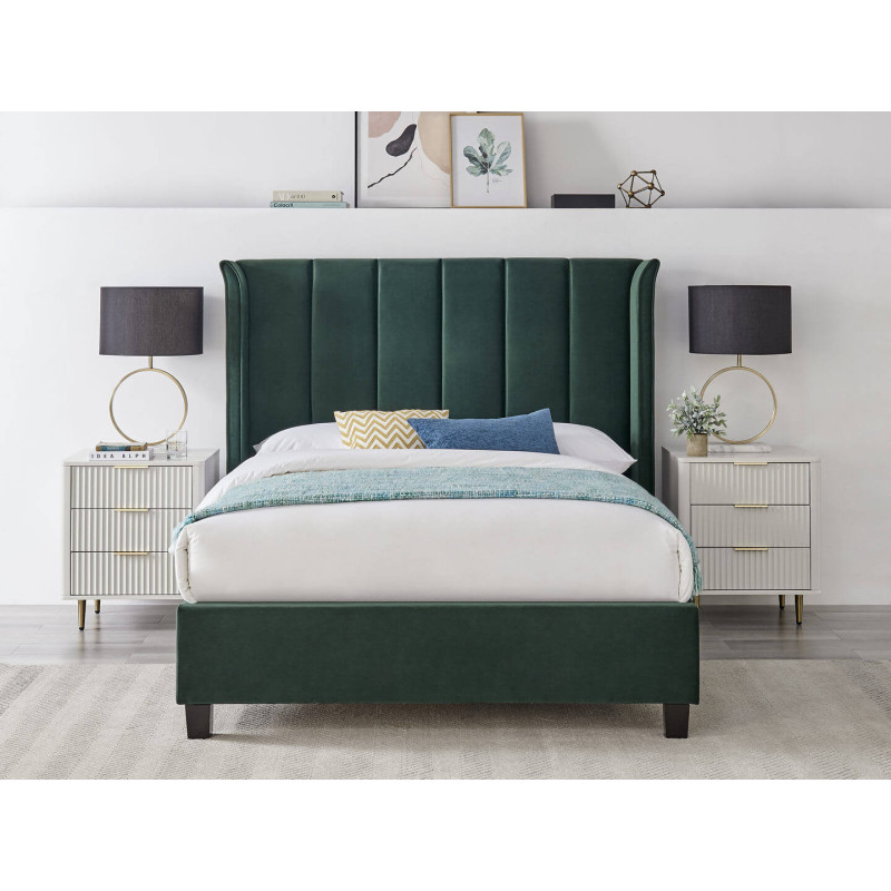 Polaris Recycled Low Carbon Fabric Bed Frame with Slatted Base green