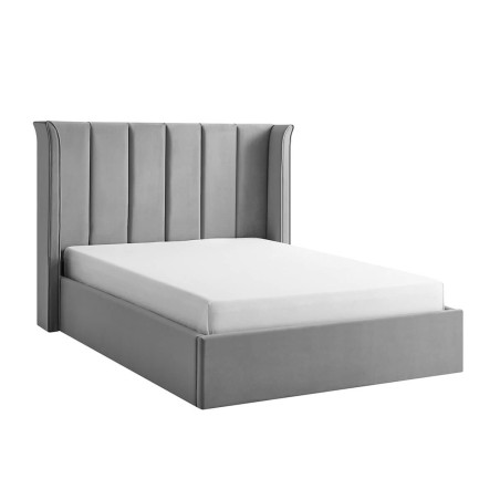 Polaris Luxury Upholstered Fabric Ottoman Storage Bed Frame silver closed