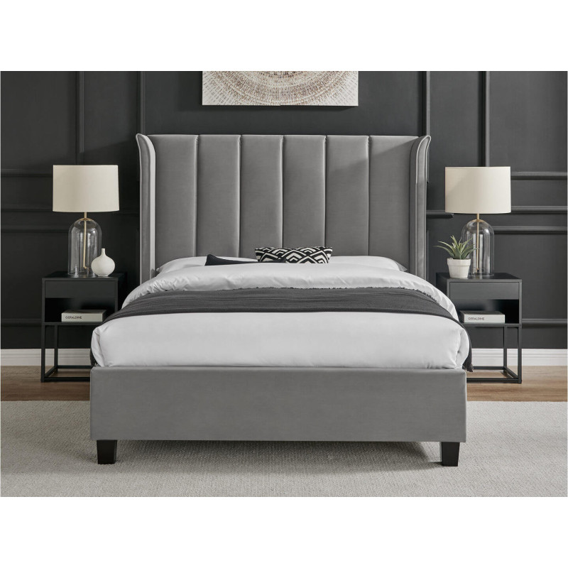 Polaris Recycled Low Carbon Fabric Bed Frame with Slatted Base silver