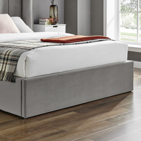 Polaris Luxury Upholstered Fabric Ottoman Storage Bed Frame silver footend