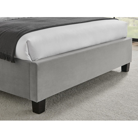 Polaris Recycled Low Carbon Fabric Bed Frame with Slatted Base silver footend