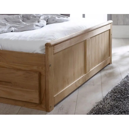 Mission 4ft 6inch Double Waxed Pine Wooden Storage Bed - Home Divine