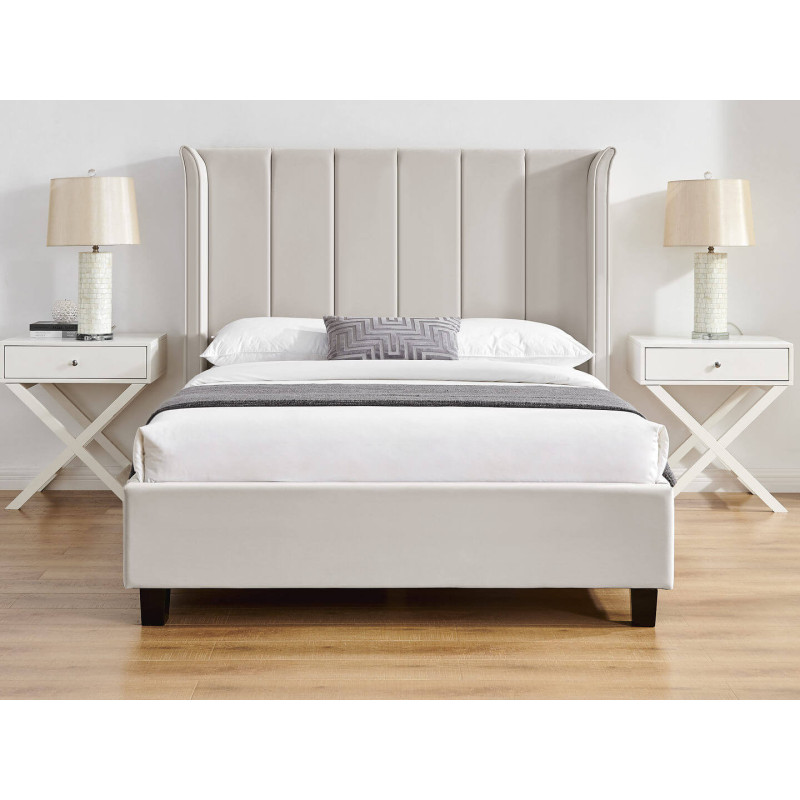 Polaris Recycled Low Carbon Fabric Bed Frame with Slatted Base natural