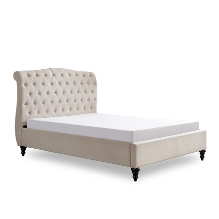 Rosa Fabric Bed Frame with Winged Headboard natural side