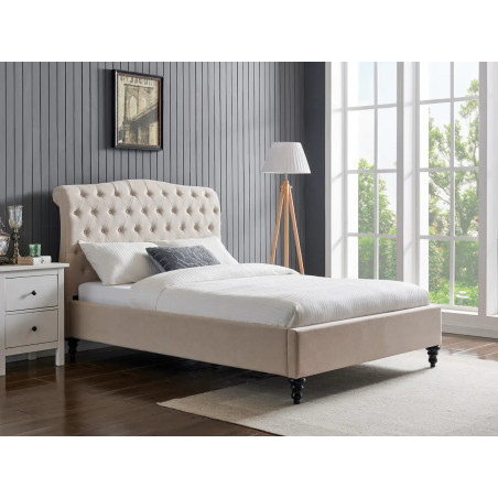 Rosa Fabric Bed Frame with Winged Headboard natural