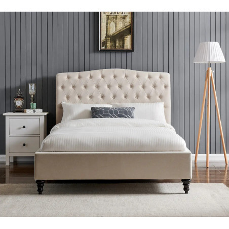 Rosa Fabric Bed Frame with Winged Headboard natural front