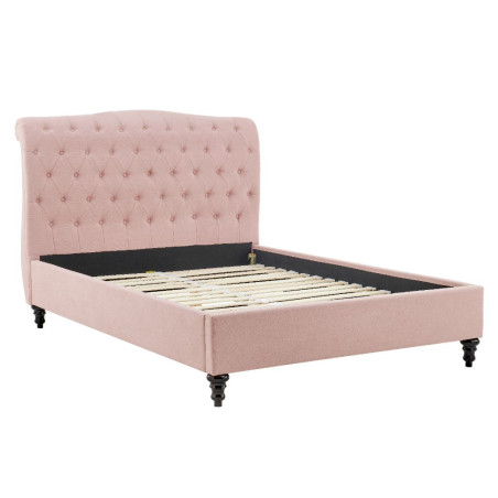 Rosa Fabric Bed Frame with Winged Headboard pink slats