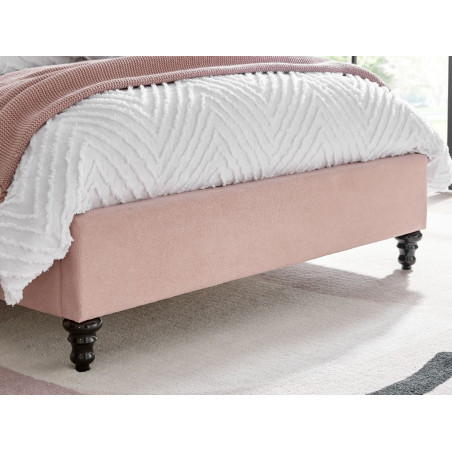 Rosa Fabric Bed Frame with Winged Headboard pink footend