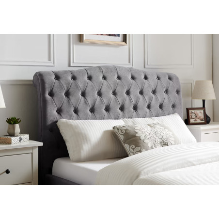 Rosa Fabric Bed Frame with Winged Headboard light grey headend
