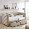 Bellatrix 3FT Single Velvet Fabric Daybed with 2 Drawers taupe side