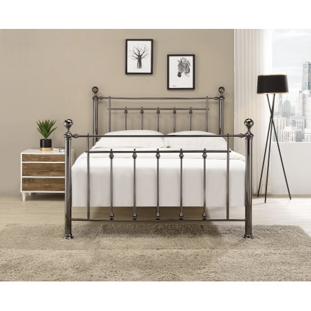 Libra Luxury Metal Bed Frame In Black Chrome Finish