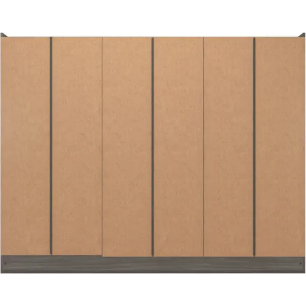 Nevada 6 Door 2 Drawer Mirrored Wardrobe Black Wood Grain - Home Divine