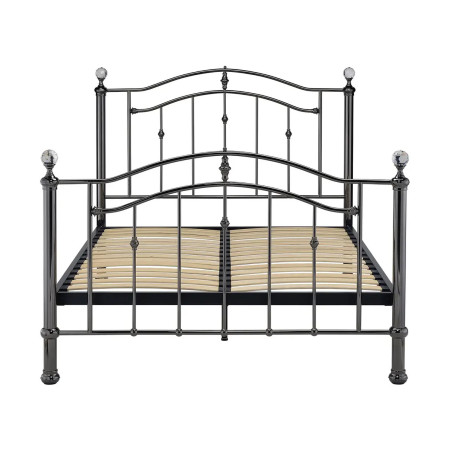 Callisto Metal Bed Frame with Chrome Finials, Sprung Slatted Base slats